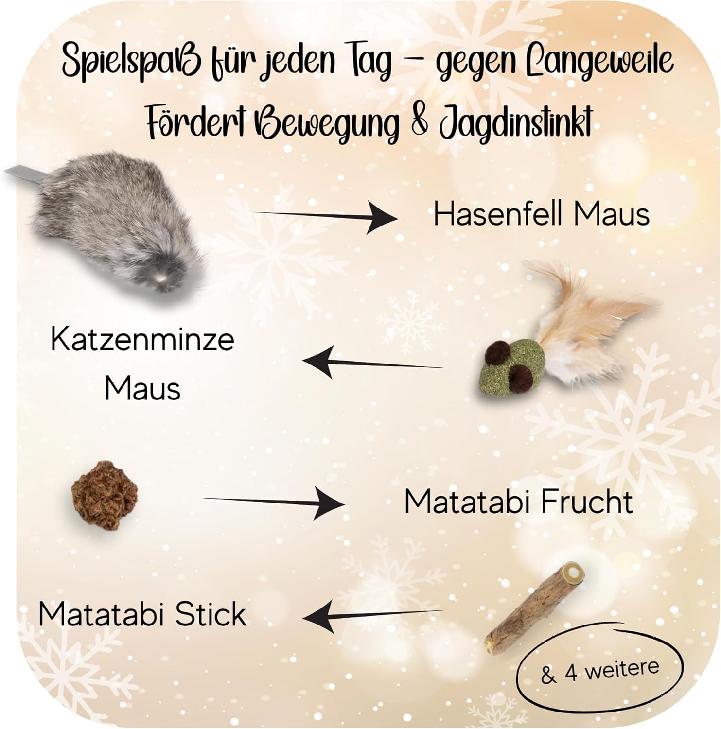 Adventskalender 2025 für Katzen mit gefriergetrocknete Snacks und Spielzeug