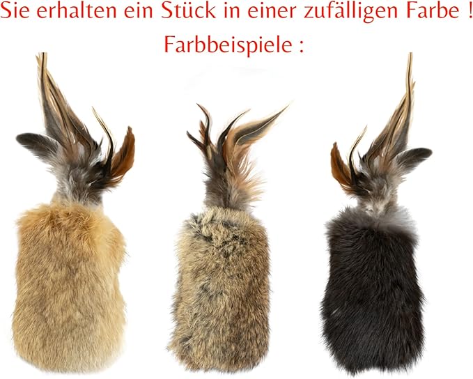 Katzenspielzeug aus echtem Hasenfell mit Federn – Natürliche Beuteattrappe für aktiven Spielspaß