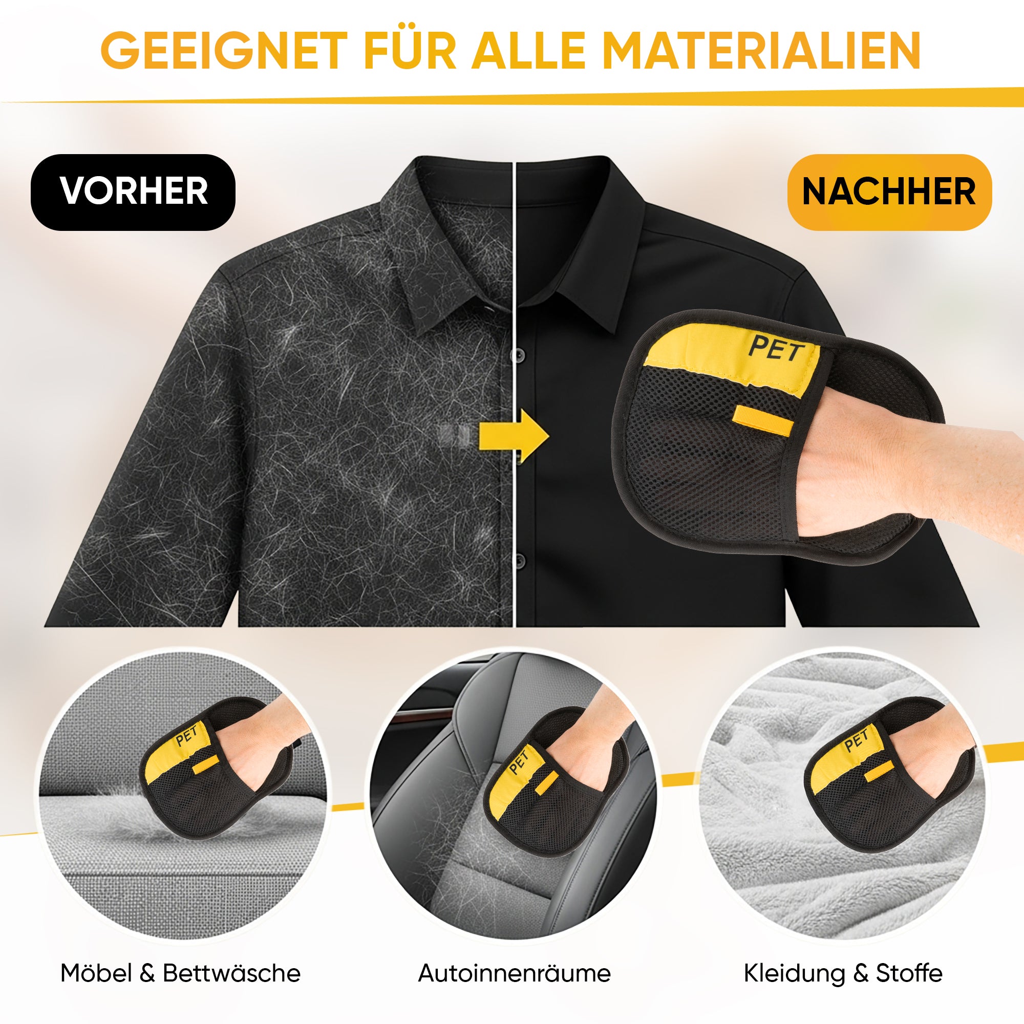 Haarentfernungshandschuh für Kleidung, Möbel & Textilien