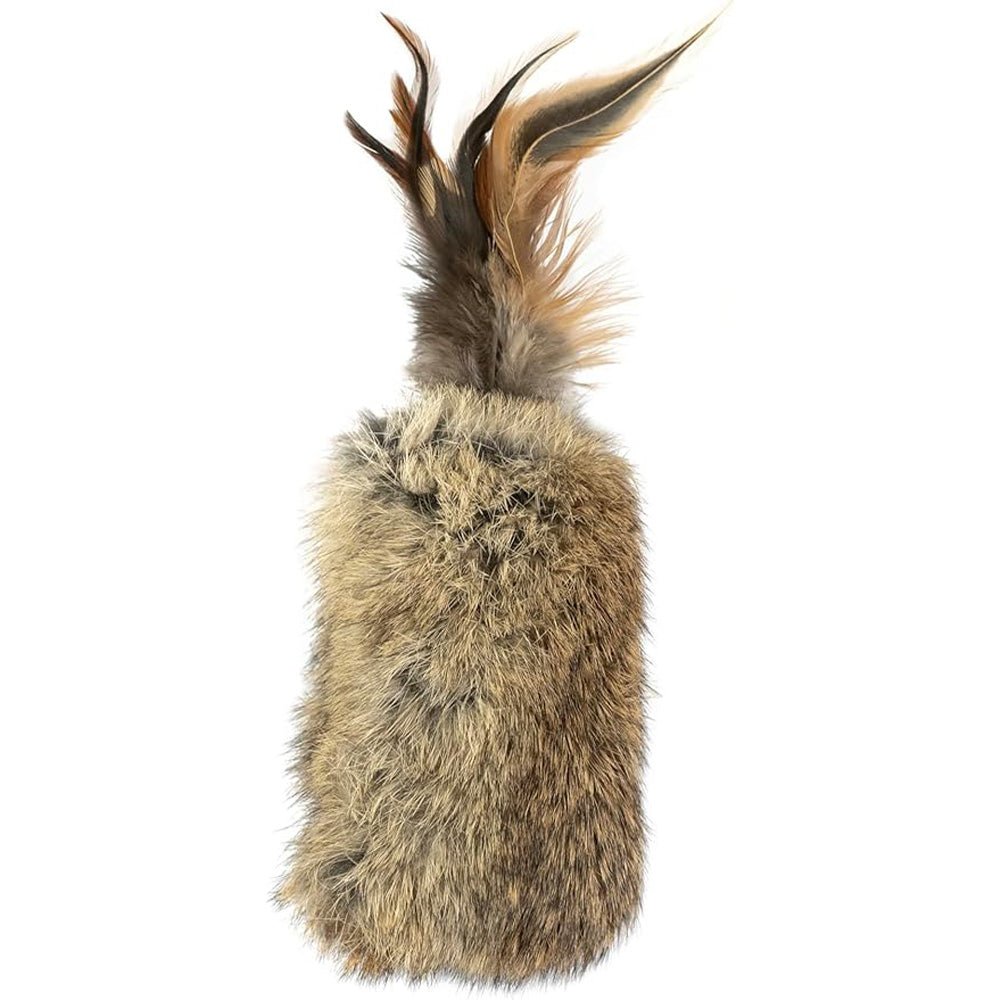 Katzenspielzeug aus echtem Hasenfell mit Federn – Natürliche Beuteattrappe für aktiven Spielspaß