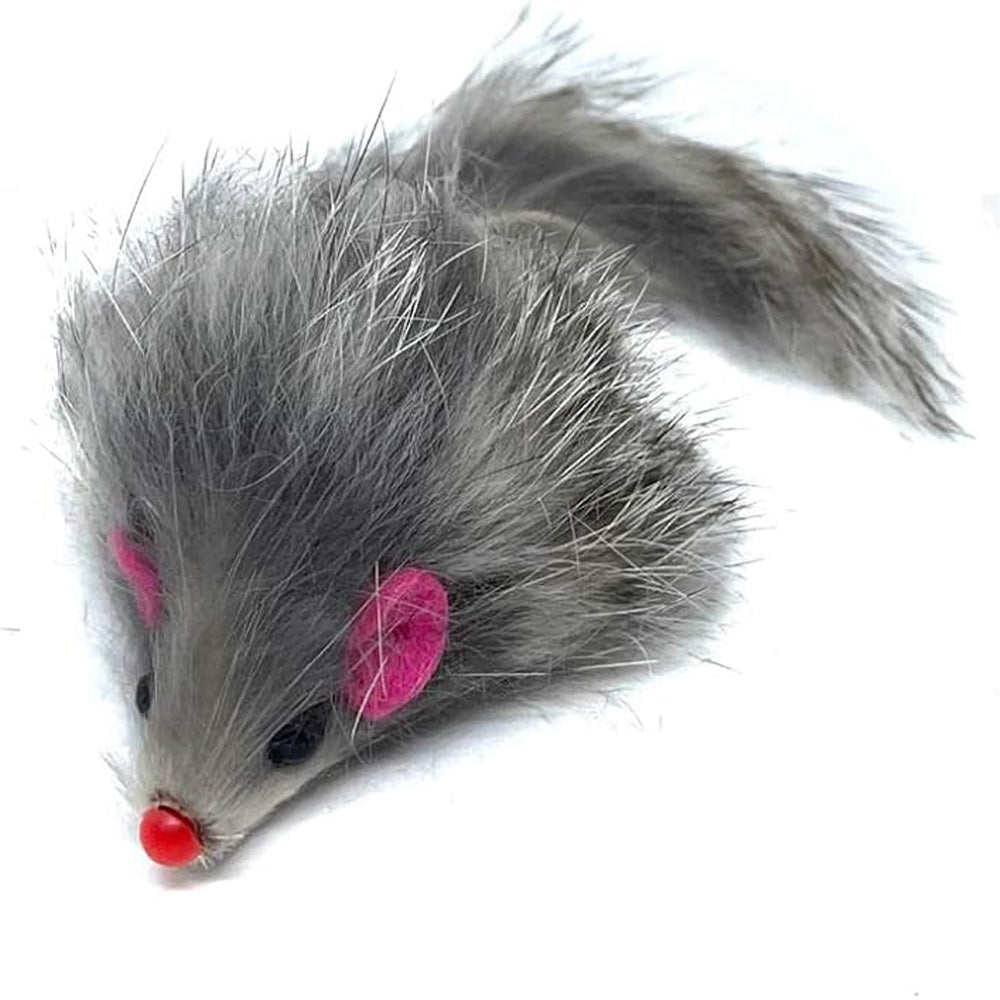 2 x Katzenspielzeug Maus mit echten Hasenfell