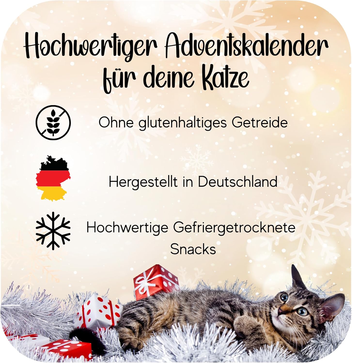 Adventskalender 2025 für Katzen mit gefriergetrocknete Snacks und Spielzeug