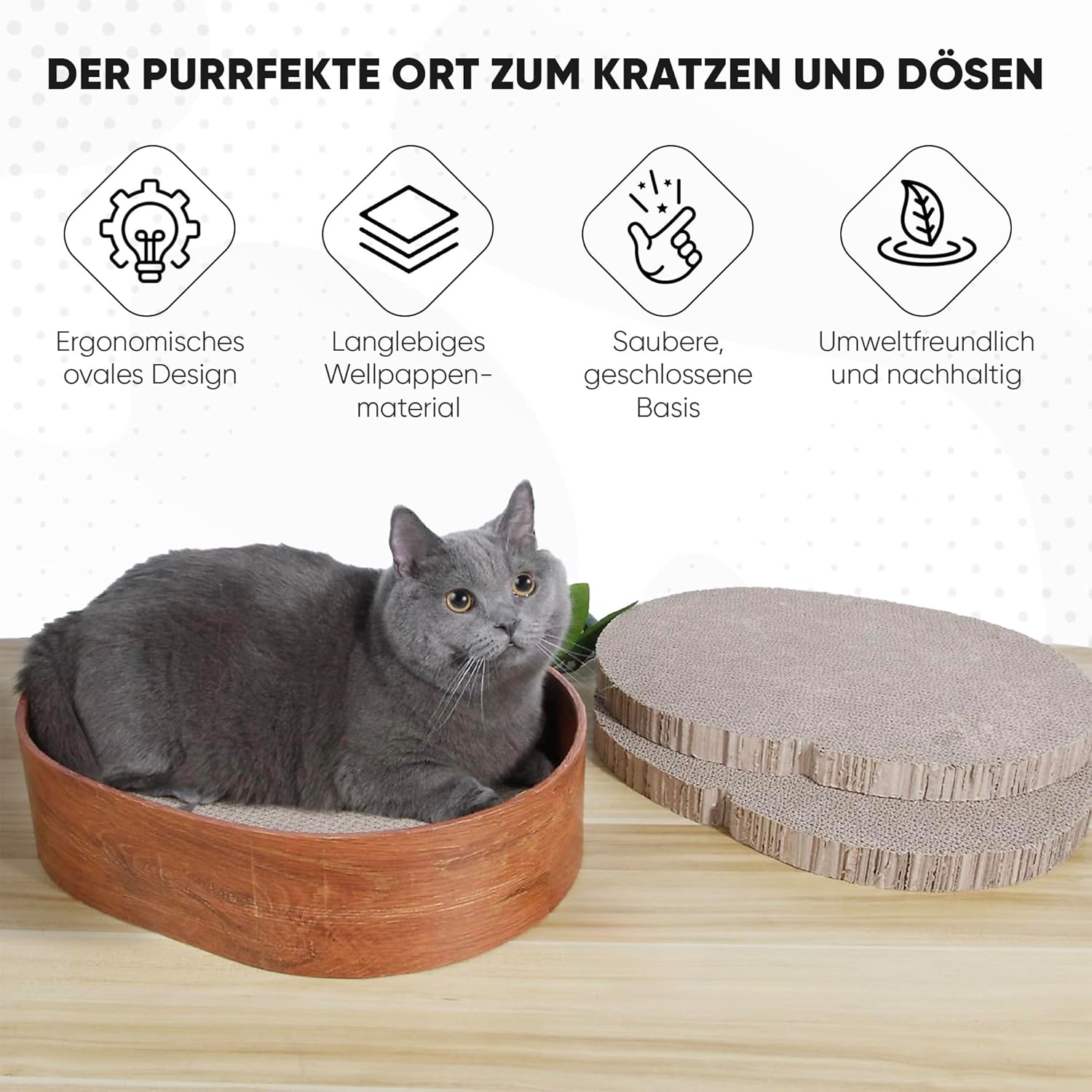 Kratzbett in Holzoptik mit 3 Kratzpads